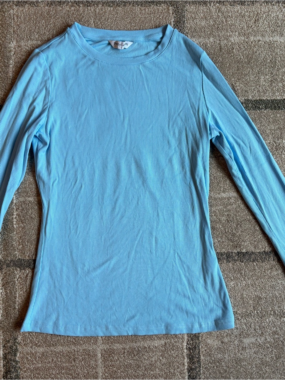 PRETTYGARDEN Casual Crewneck Tight Slim Fit Basic T-Shirt Small Light Blue